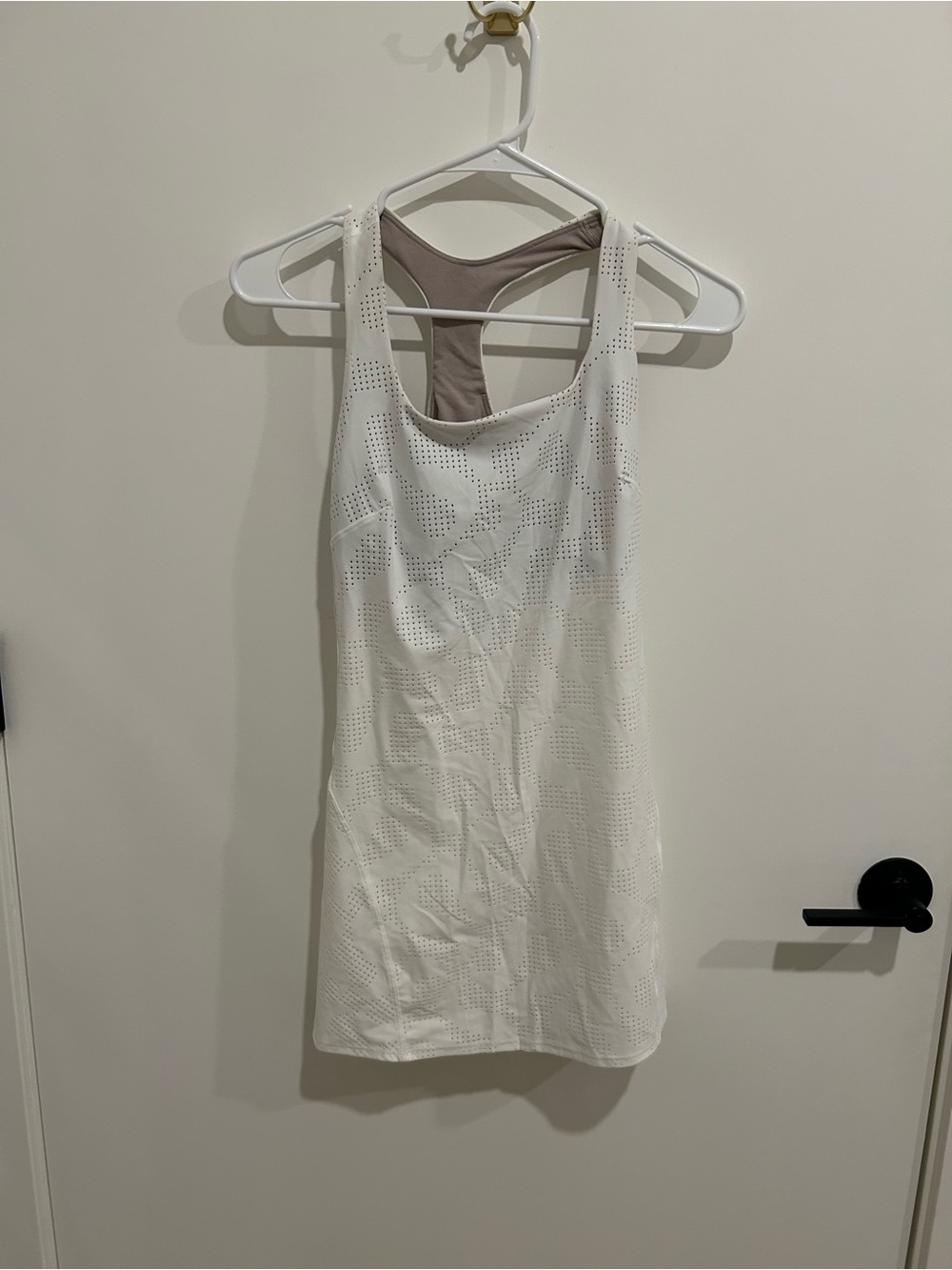 lululemon athletica White Perforated Workout Dress with Beige Lining